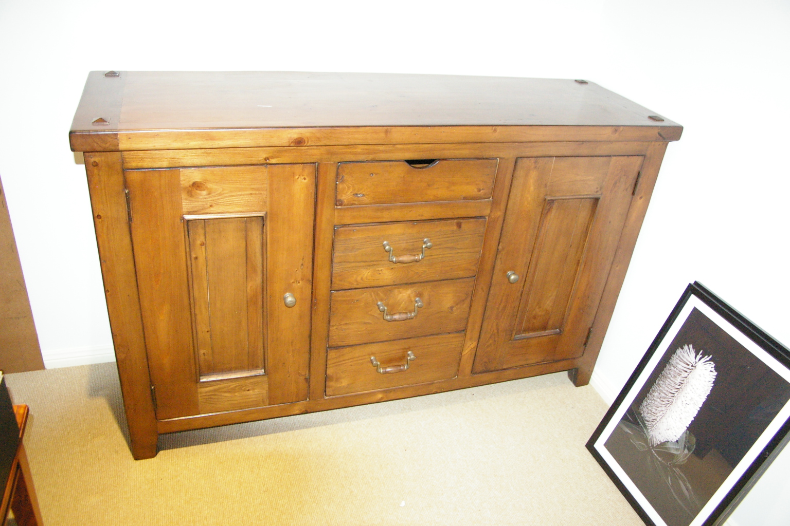 Double door pine cabinet