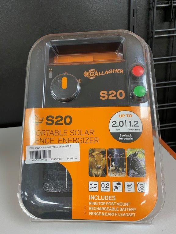 Lot 95 - Gallagher Solar S20 Portable Energiser | AuctionsPlus