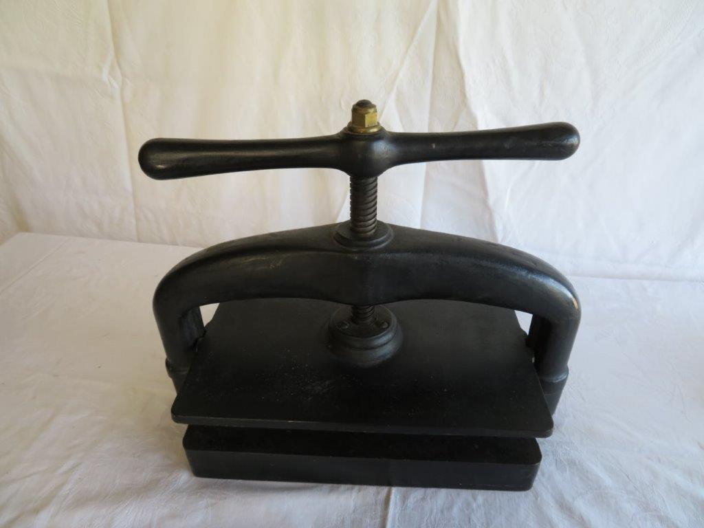 Lot 108 - Large cast iron book press circa 1880 quality D Lions stamp ...