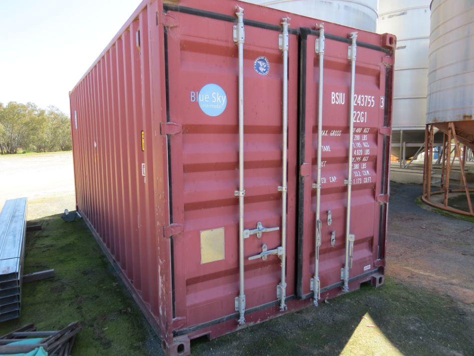 Lot 101 20ft sealed shipping container (maroon in colour) AuctionsPlus