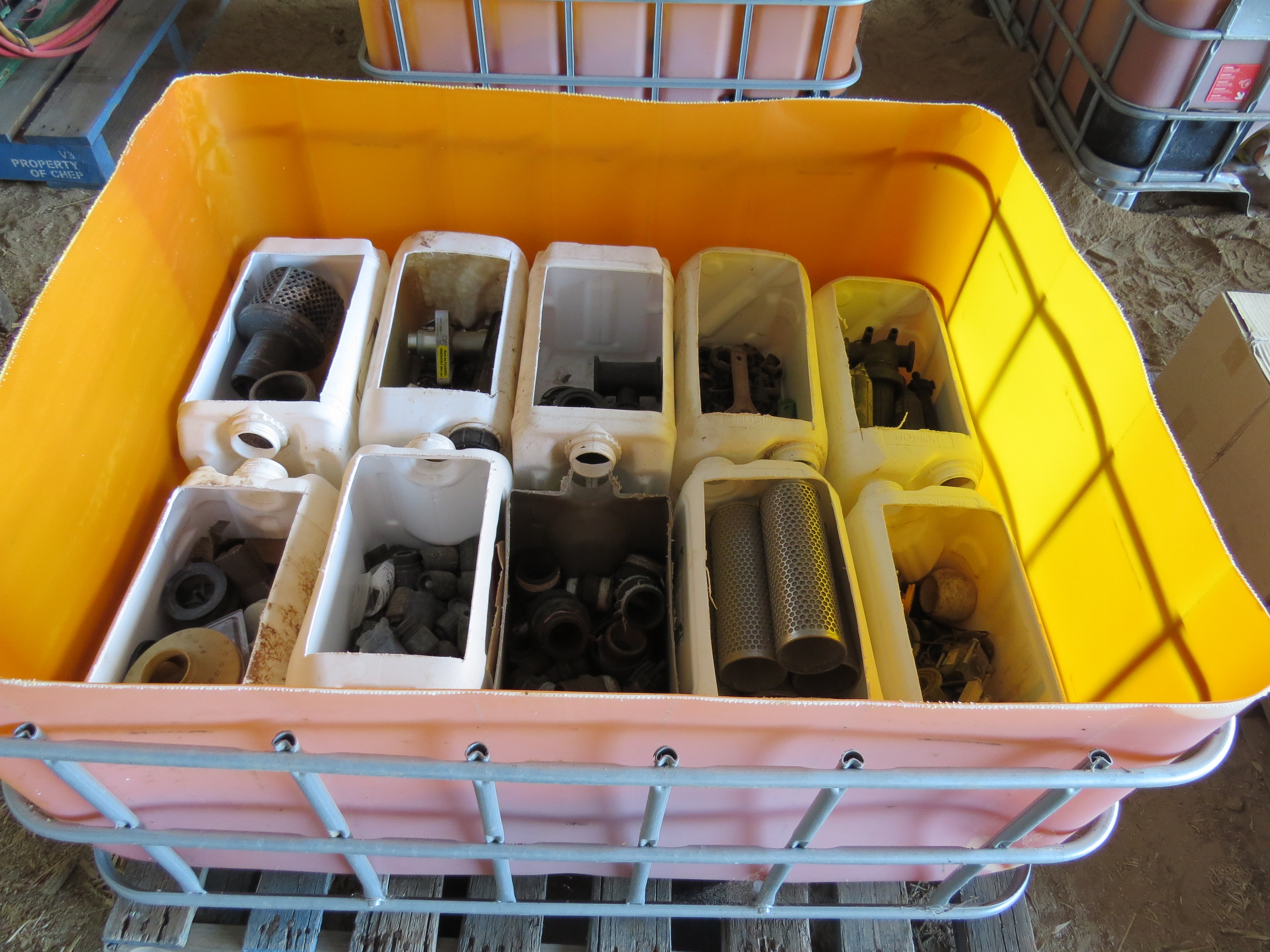 Lot 531 - ½ Shuttle encompassing various boom spray parts and spares ...
