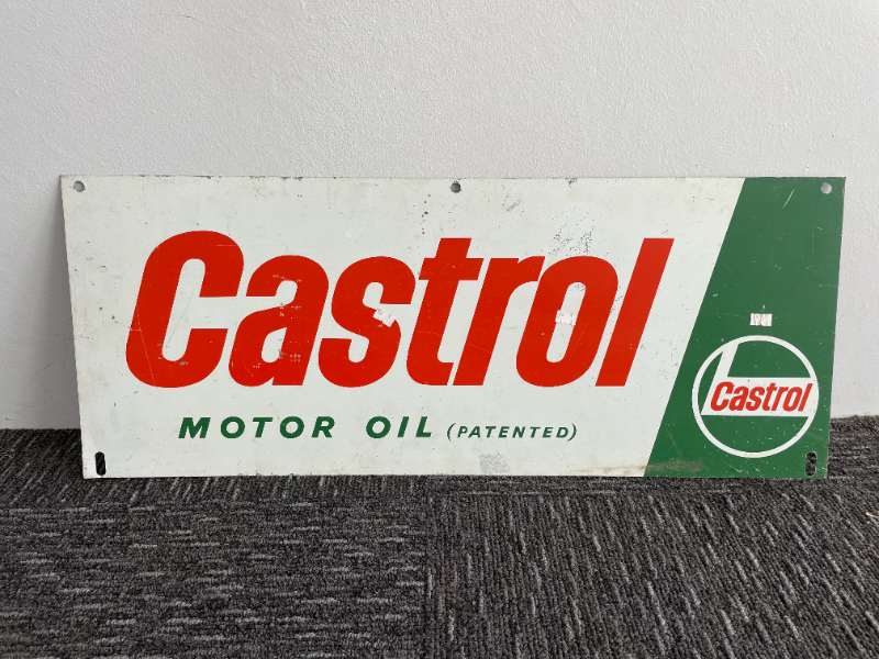 Lot 5 Castrol Motor Oil Paint Sign 12' x 30' AuctionsPlus