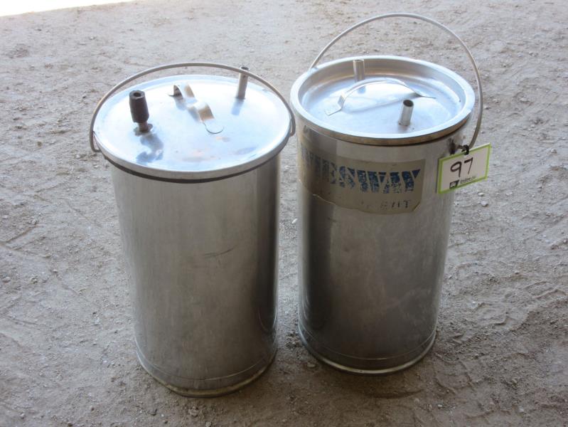 Lot 97 2 x 25 litre Stainless Steel Test Buckets AuctionsPlus
