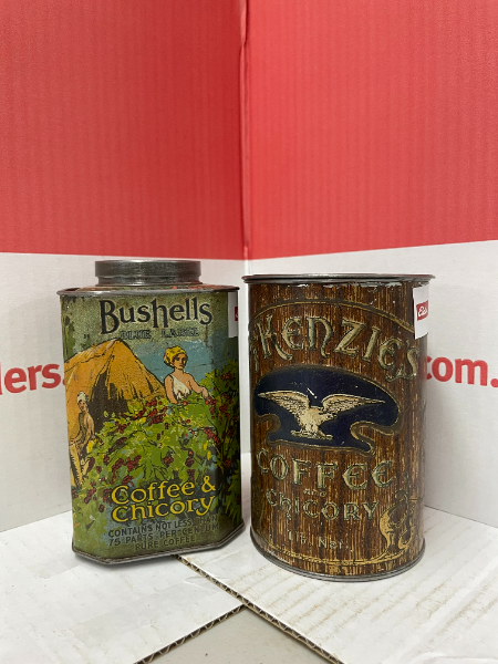 Lot 66 - 1lb bushell coffee tin, 1lb mckenzies coffee tin | AuctionsPlus