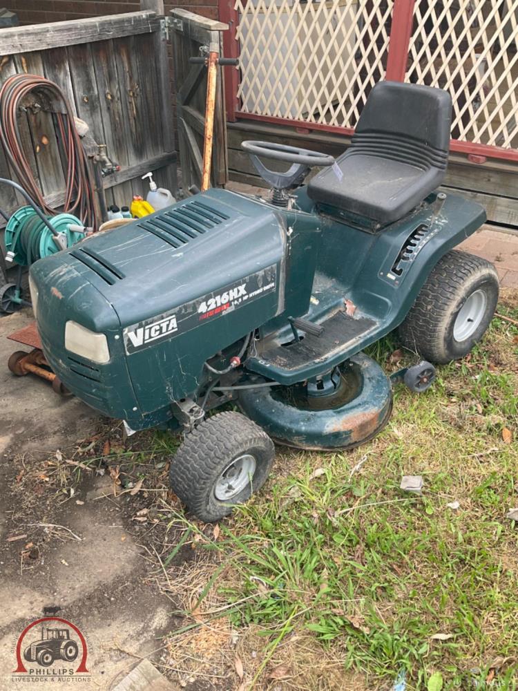 Lot 199 - Victa 4216HX 16.5hp, hydro drive ride on mower | AuctionsPlus