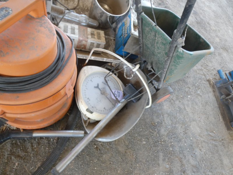 Lot 49 Fertilizer spreader, Bucket, Scales & Vacum cleaner AuctionsPlus