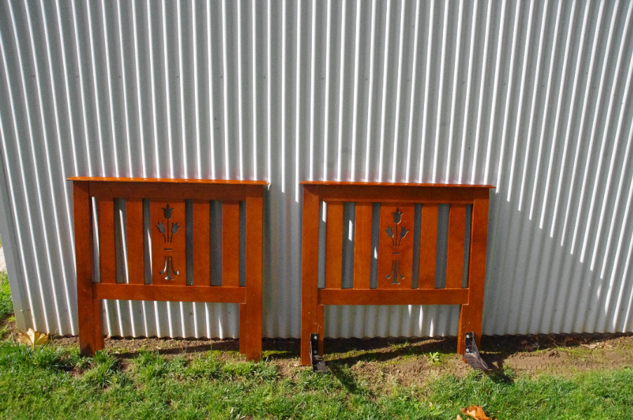Lot 76 Timber single bed heads x 2 AuctionsPlus