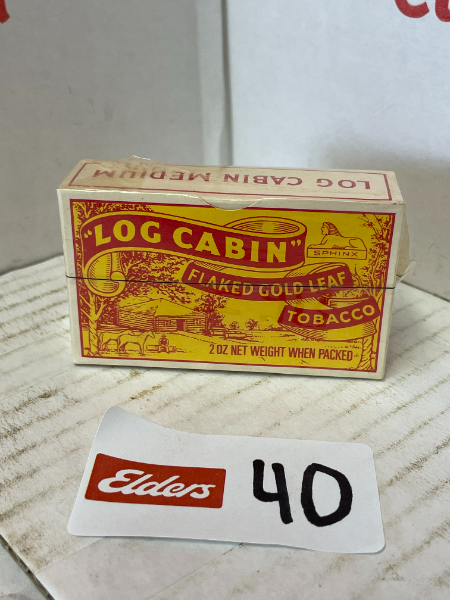 log cabin tobacco Lot 40 - Log Cabin Flaked Golden Leaf Tobacco FULL