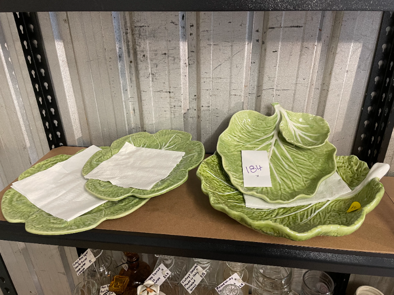 Lot 184 Vintage Lettuce Leaf Serving Platter Set (x4 pieces