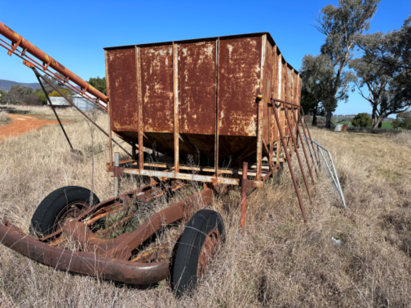 Lot 99 Field bin on truck chassis with drawer bar AuctionsPlus