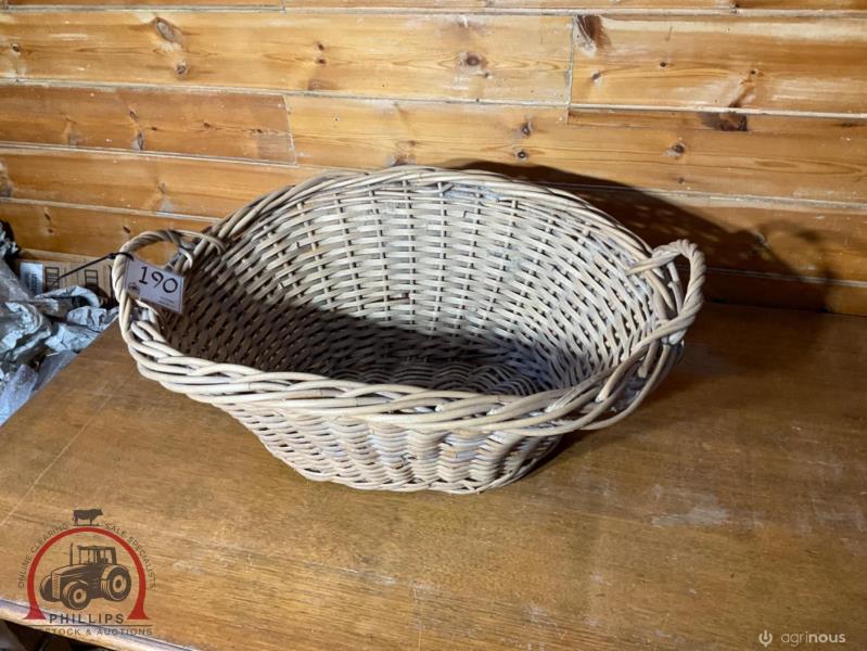 Lot 190 Large vintage cane laundry basket. AuctionsPlus