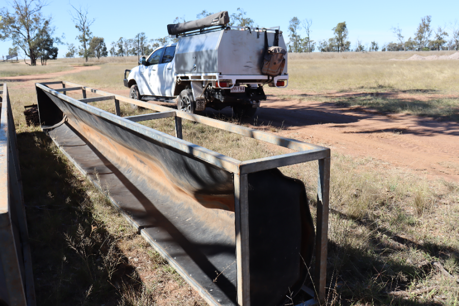 Lot 53 - Feed Troughs steel framed rubber belt 8m x 1m x .6m | AuctionsPlus