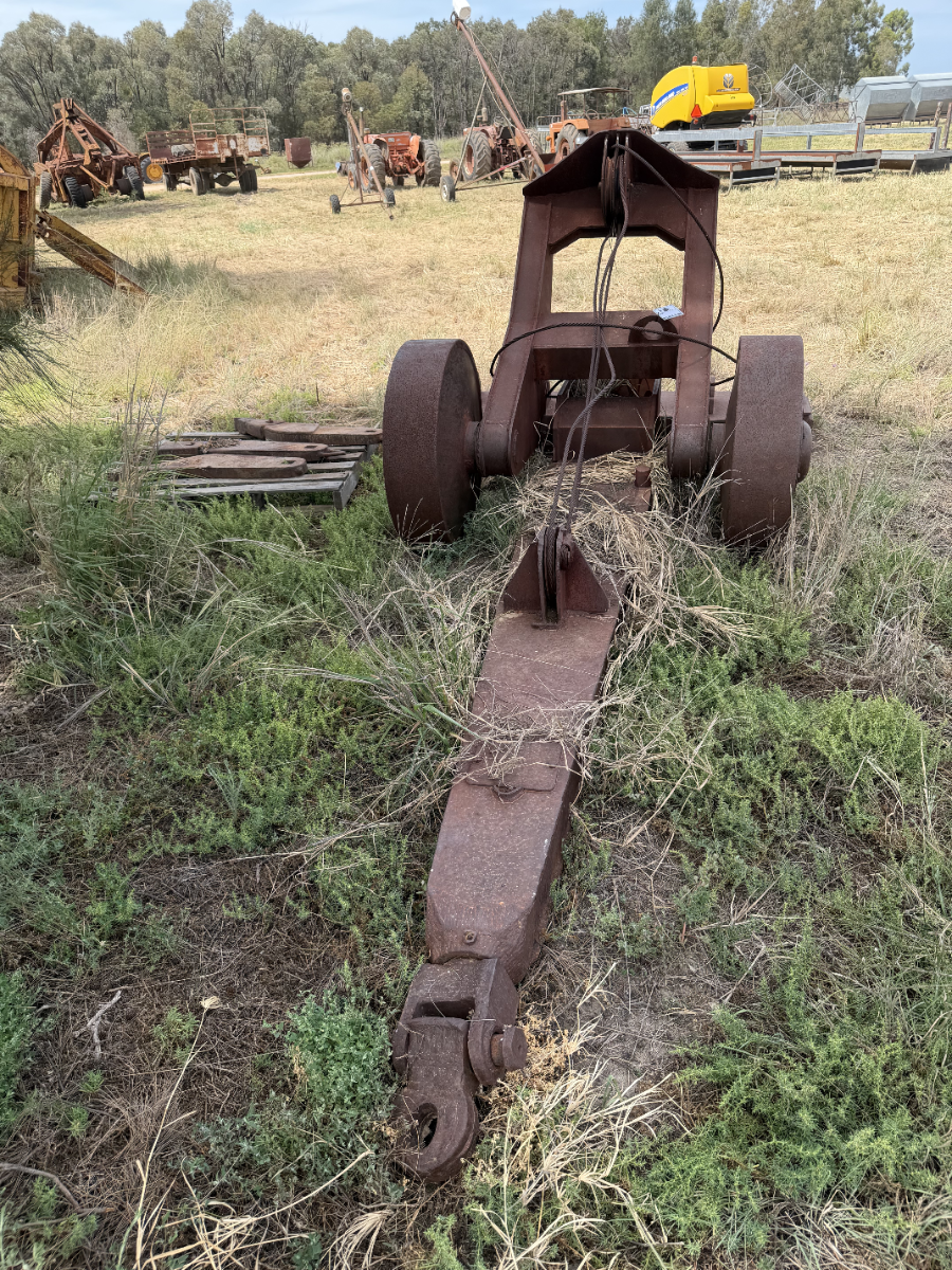 Lot 8 - Heavy duty 3 tyne deep ripper, cable operated, steel wheels ...
