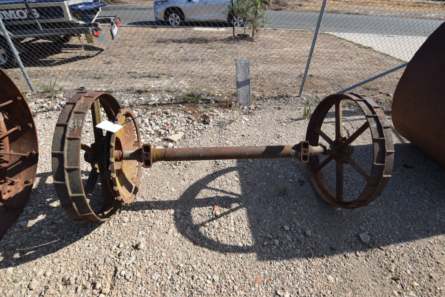 Steel Wagon Wheels on Axle | AuctionsPlus