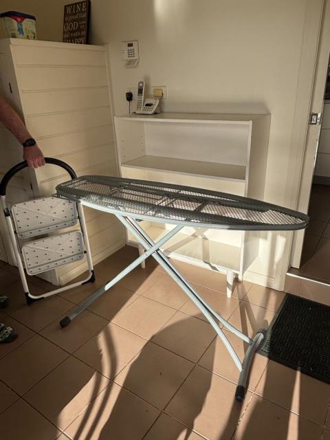 103 · Timber Shelf, Iron Board, Kitchen Step Ladder (Used)
