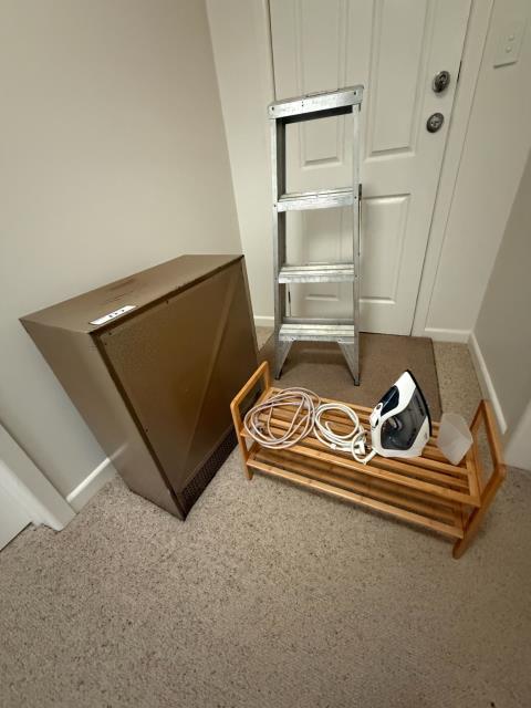 111 · Heat Bank, Step Ladder, Iron & Shoe Shelf (Used)
