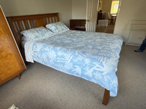 079 · Queen Size Bed & Bedside Table (Used)