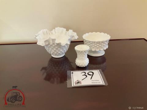 039 · Assorted White Glassware