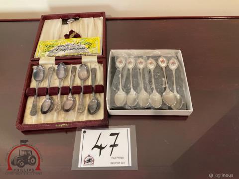 047 · 2 x Silver Teaspoon Sets, Boxed