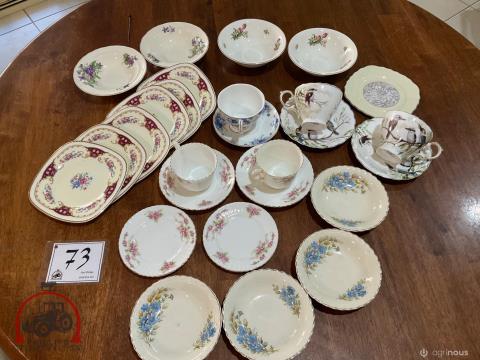 073 · Assorted Cups & Saucers & Cake Plates
