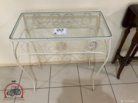 099 · Steel Table With Glass Top