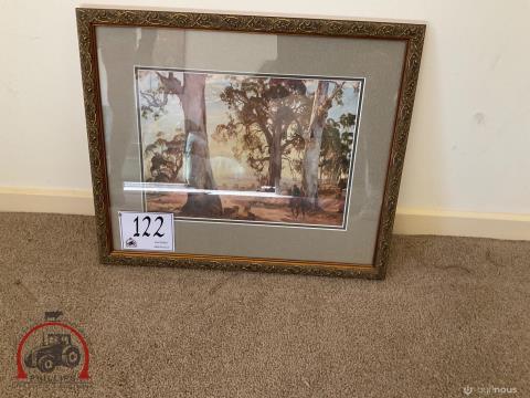 122 · Framed Country Picture, Man On Horse