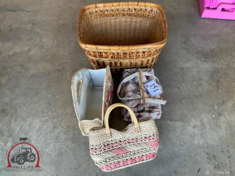 151 · Assorted Bags & Cane Basket