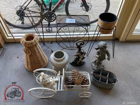 160 · Assorted Tables, Garden Ornaments Umbrella Stand