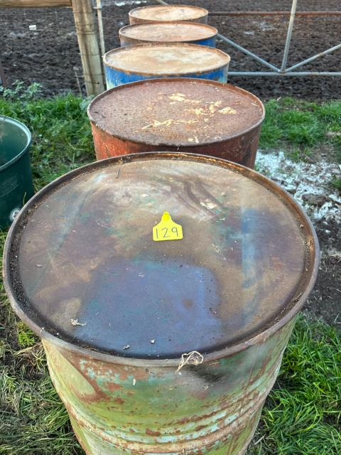 Lot 129 · 5 x Metal 44Gallon Drums