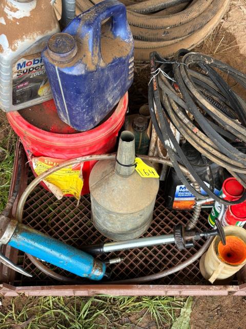 Lot 164 · Misc oil, drum pump, grease & belts