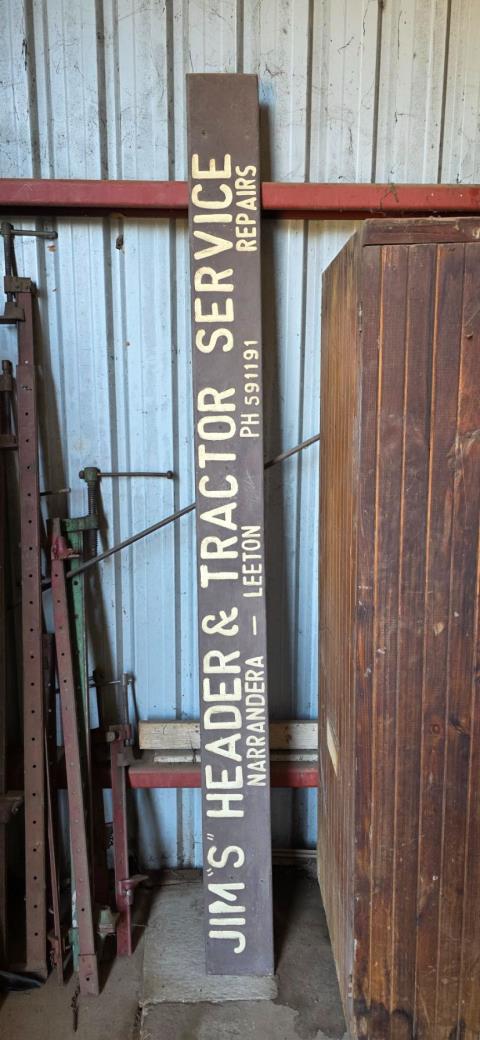 021 · Timber sign, Jims' Header and Tractor Service sign. (Narrandera and Leeton) 2400 x 190