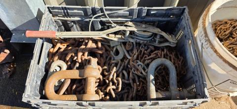 132 · Large Crate of Chain & Winch