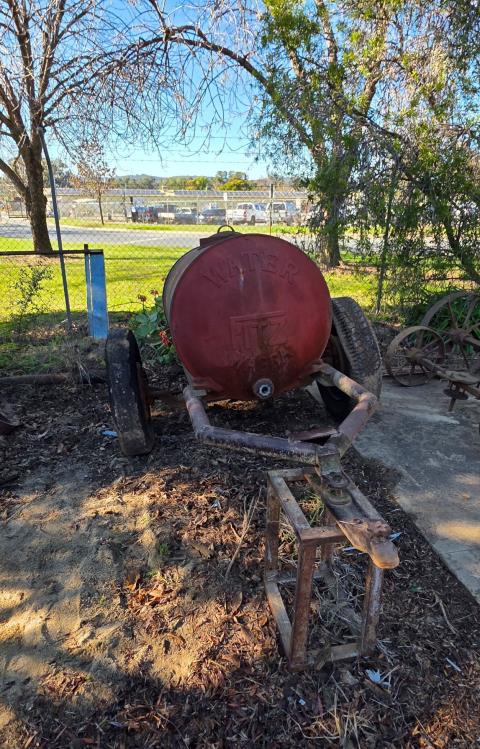 Fitz Wagga Water Cart with original Fitz lid on frame