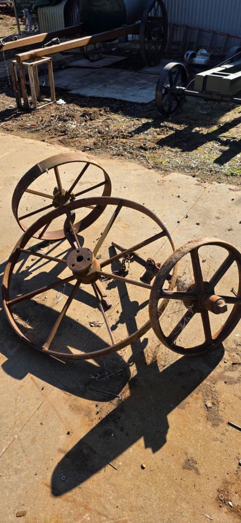Assortment of Large Cast Iron Wheels